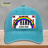 Go Hawaii Novelty License Plate Hat Unconstructed Cotton / Lake Blue