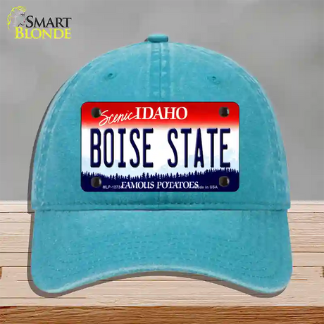 Boise State Novelty License Plate Hat Unconstructed Cotton / Lake Blue