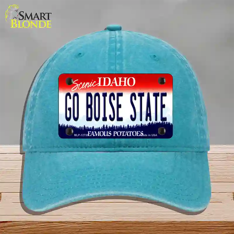 Go Boise State Novelty License Plate Hat Unconstructed Cotton / Lake Blue