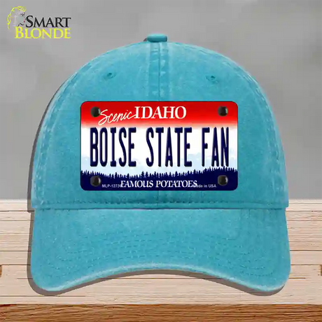 Boise State Fan Novelty License Plate Hat Unconstructed Cotton / Lake Blue