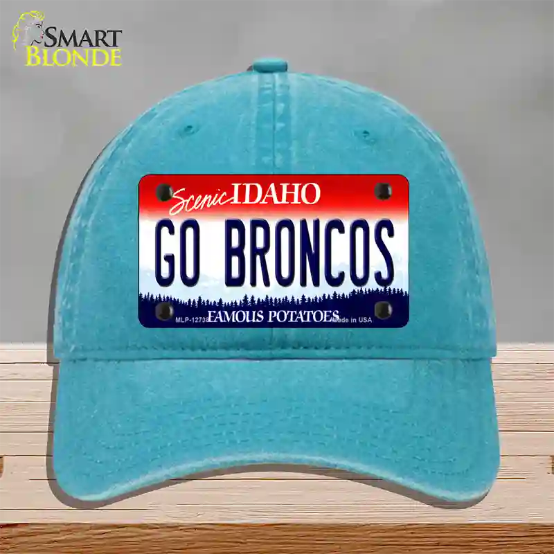 Go Broncos Novelty License Plate Hat Unconstructed Cotton / Lake Blue