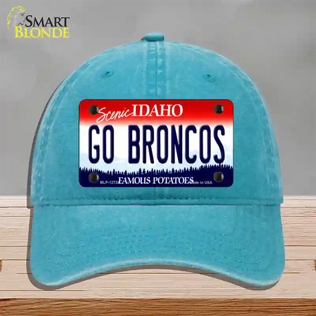 Go Broncos Novelty License Plate Hat Unconstructed Cotton / Lake Blue