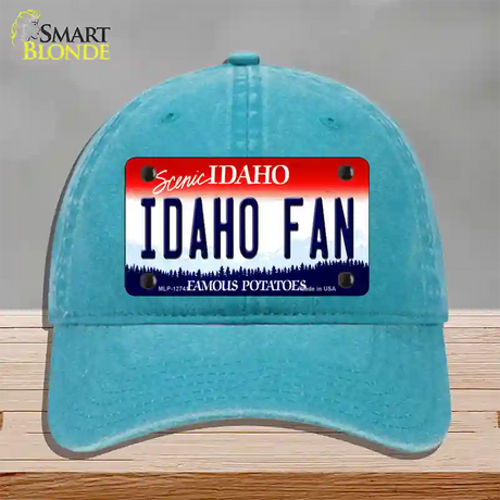 Idaho Fan Novelty License Plate Hat Unconstructed Cotton / Lake Blue