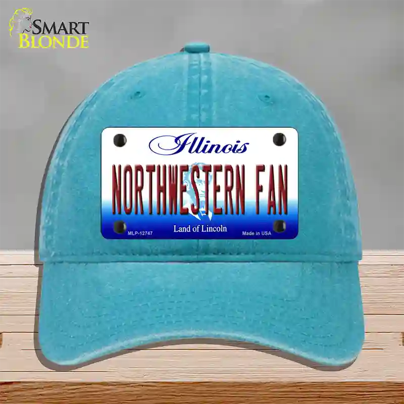 Northwestern Fan Novelty License Plate Hat Unconstructed Cotton / Lake Blue