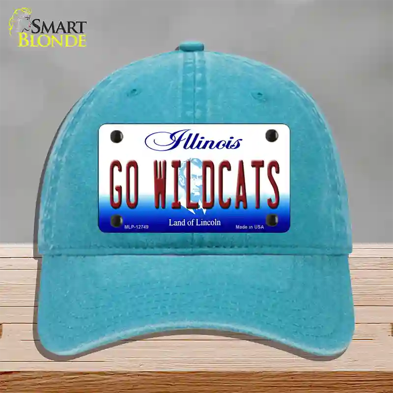 Go Wildcats Illinois Novelty License Plate Hat Unconstructed Cotton / Lake Blue