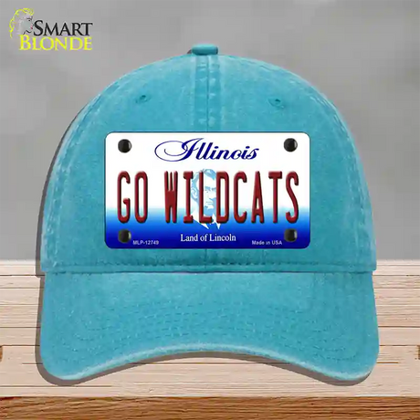 Go Wildcats Illinois Novelty License Plate Hat Unconstructed Cotton / Lake Blue