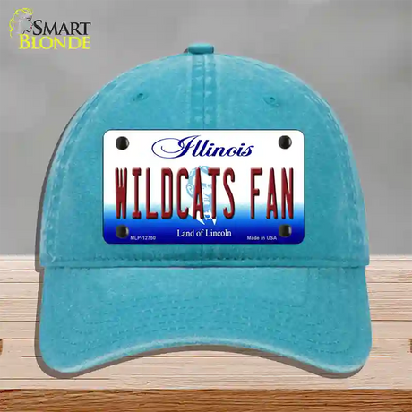 Wildcats Fan Illinois Novelty License Plate Hat Unconstructed Cotton / Lake Blue