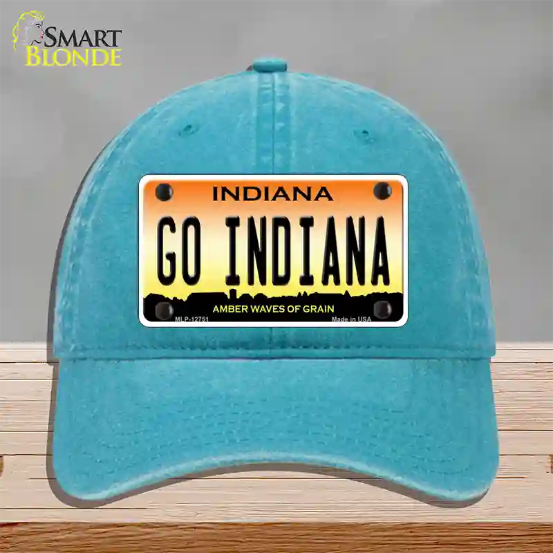 Go Indiana Novelty License Plate Hat Tag Unconstructed Cotton / Lake Blue