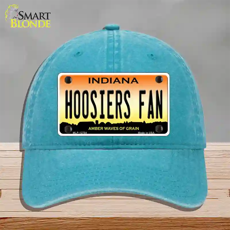 Hoosiers Fan Novelty License Plate Hat Tag Unconstructed Cotton / Lake Blue