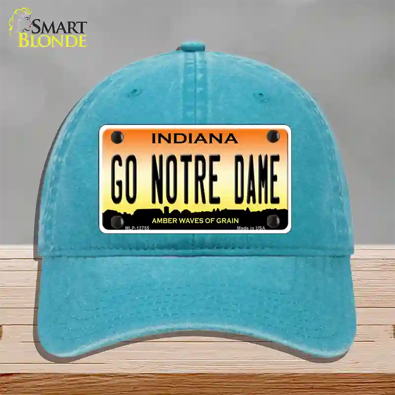 Go Notre Dame Novelty License Plate Hat Tag Unconstructed Cotton / Lake Blue