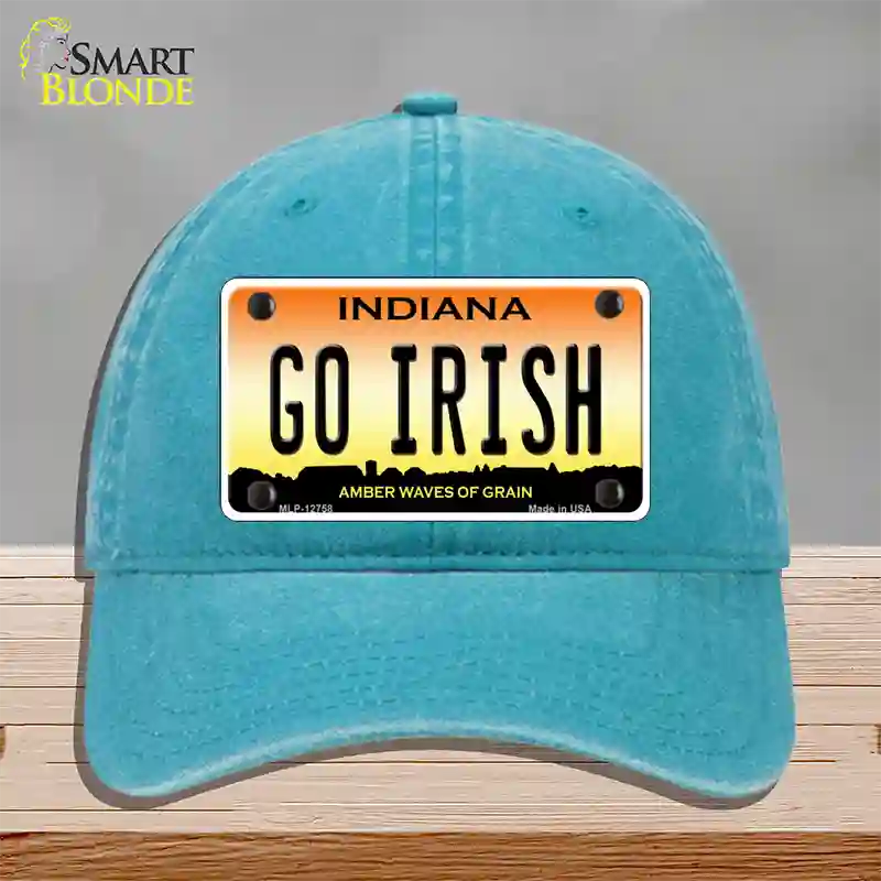 Go Irish Novelty License Plate Hat Tag Unconstructed Cotton / Lake Blue