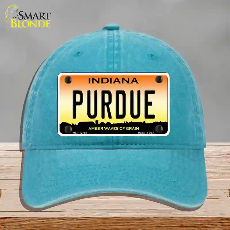 Purdue Novelty License Plate Hat Tag Unconstructed Cotton / Lake Blue