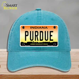 Purdue Novelty License Plate Hat Tag Unconstructed Cotton / Lake Blue