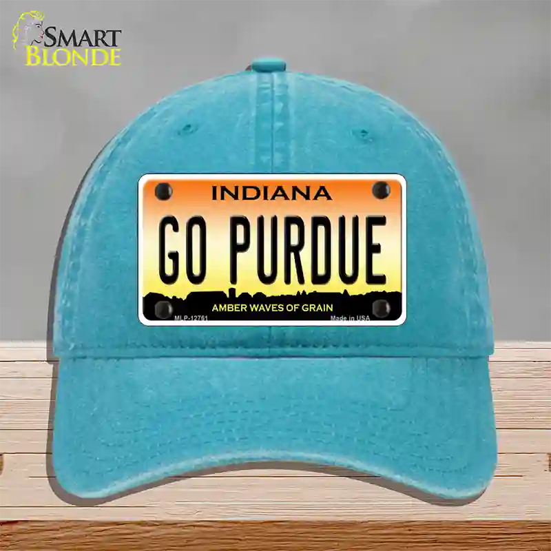 Go Purdue Novelty License Plate Hat Tag Unconstructed Cotton / Lake Blue