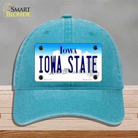 Iowa State Novelty License Plate Hat Tag Unconstructed Cotton / Lake Blue