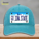 Go Iowa State Novelty License Plate Hat Tag Unconstructed Cotton / Lake Blue