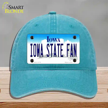 Iowa State Fan Novelty License Plate Hat Tag Unconstructed Cotton / Lake Blue