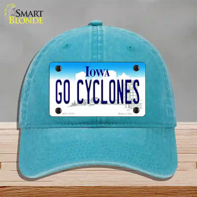 Go Cyclones Novelty License Plate Hat Tag Unconstructed Cotton / Lake Blue