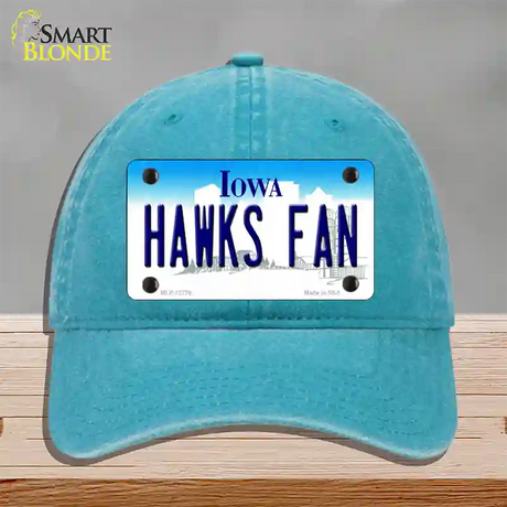 Hawks Fan Novelty License Plate Hat Tag Unconstructed Cotton / Lake Blue