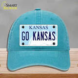 Go Kansas Novelty License Plate Hat Tag Unconstructed Cotton / Lake Blue