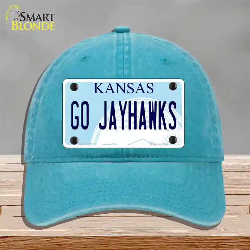 Go Jayhawks Novelty License Plate Hat Tag Unconstructed Cotton / Lake Blue