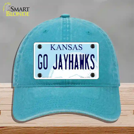 Go Jayhawks Novelty License Plate Hat Tag Unconstructed Cotton / Lake Blue