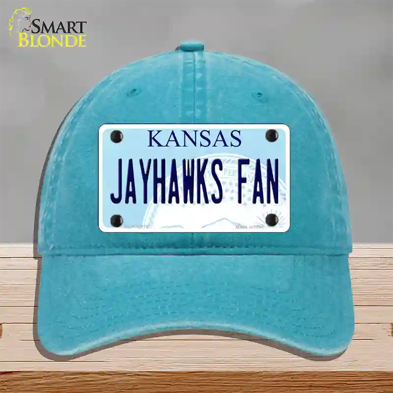 Jayhawks Fan Novelty License Plate Hat Tag Unconstructed Cotton / Lake Blue