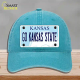 Go Kansas State Novelty License Plate Hat Tag Unconstructed Cotton / Lake Blue