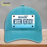 Western Kentucky Novelty License Plate Hat Tag Unconstructed Cotton / Lake Blue