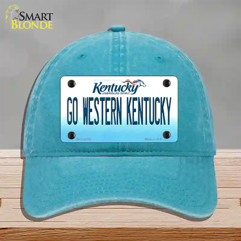 Go Western Kentucky Novelty License Plate Hat Tag Unconstructed Cotton / Lake Blue