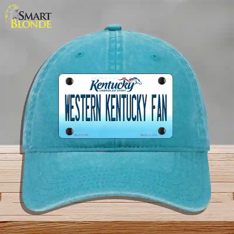 Western Kentucky Fan Novelty License Plate Hat Tag Unconstructed Cotton / Lake Blue