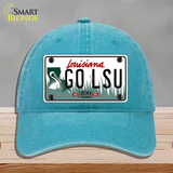 Go LSU Novelty License Plate Hat Tag Unconstructed Cotton / Lake Blue