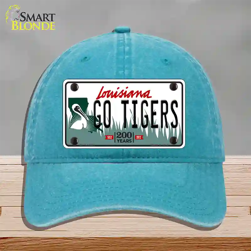 Louisiana Go Tigers Novelty License Plate Hat Tag Unconstructed Cotton / Lake Blue