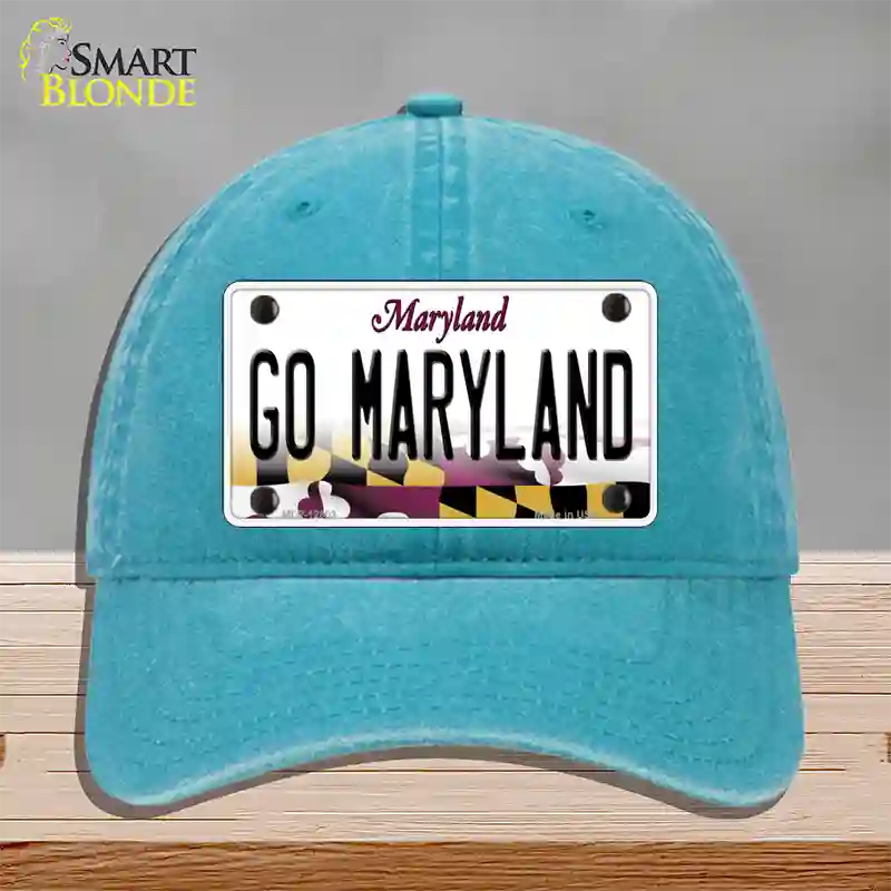 Go Maryland Novelty License Plate Hat Tag Unconstructed Cotton / Lake Blue