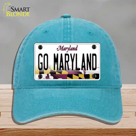 Go Maryland Novelty License Plate Hat Tag Unconstructed Cotton / Lake Blue