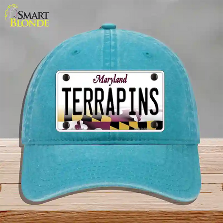 Terrapins Novelty License Plate Hat Tag Unconstructed Cotton / Lake Blue