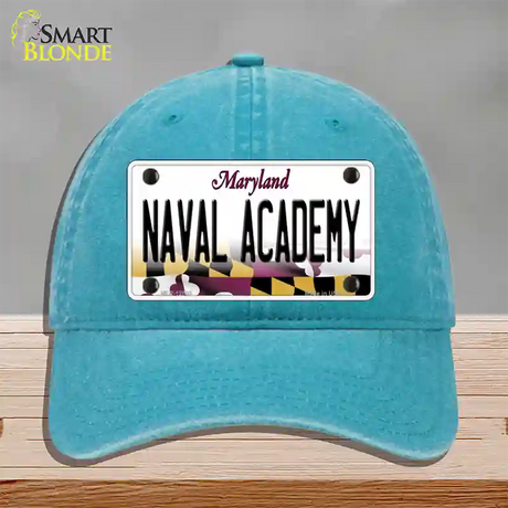 Naval Academy Novelty License Plate Hat Tag Unconstructed Cotton / Lake Blue