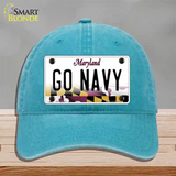 Go Navy Novelty License Plate Hat Tag Unconstructed Cotton / Lake Blue