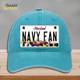 Navy Fan Novelty License Plate Hat Tag Unconstructed Cotton / Lake Blue