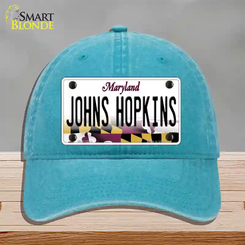 Johns Hopkins Novelty License Plate Hat Tag Unconstructed Cotton / Lake Blue