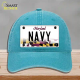 Navy Novelty License Plate Hat Unconstructed Cotton / Lake Blue