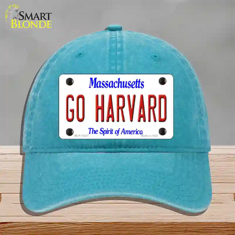 Go Harvard Novelty License Plate Hat Unconstructed Cotton / Lake Blue