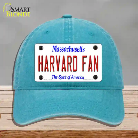 Harvard Fan Novelty License Plate Hat Unconstructed Cotton / Lake Blue