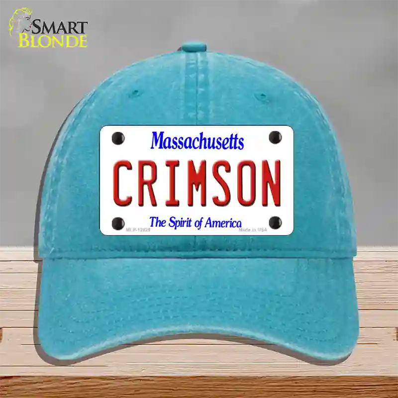 Crimson Novelty License Plate Hat Unconstructed Cotton / Lake Blue