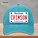 Crimson Novelty License Plate Hat Unconstructed Cotton / Lake Blue