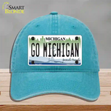 Go Michigan Novelty License Plate Hat Unconstructed Cotton / Lake Blue