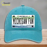 Michigan Fan Novelty License Plate Hat Unconstructed Cotton / Lake Blue