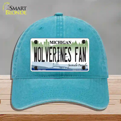 Wolverines Fan Novelty License Plate Hat Unconstructed Cotton / Lake Blue