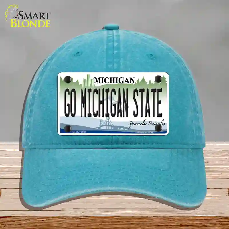 Go Michigan State Novelty License Plate Hat Unconstructed Cotton / Lake Blue