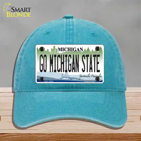 Go Michigan State Novelty License Plate Hat Unconstructed Cotton / Lake Blue